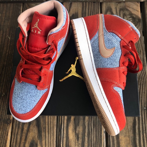 Air Jordan 1 Mid - “Denim Red” - Picture 1 of 11